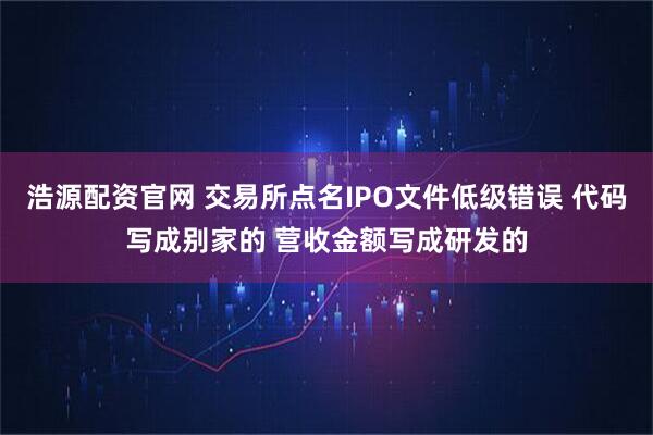 浩源配资官网 交易所点名IPO文件低级错误 代码写成别家的 营收金额写成研发的