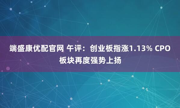 端盛康优配官网 午评：创业板指涨1.13% CPO板块再度强势上扬