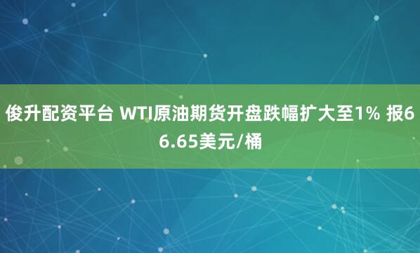 俊升配资平台 WTI原油期货开盘跌幅扩大至1% 报66.65美元/桶