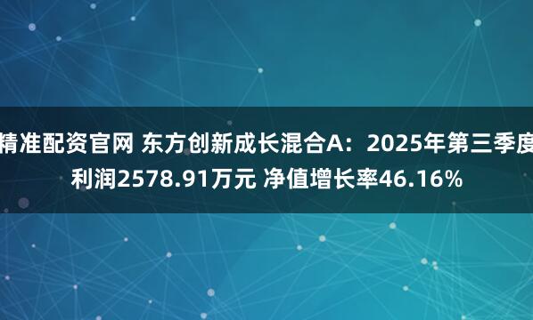 精准配资官网 东方创新成长混合A:2025年第三季度利润2578.91万元 净值增长率46.16%